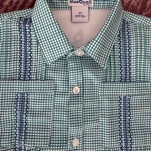 BlueQuail Boys' Teal Grid Button-Down Shirt